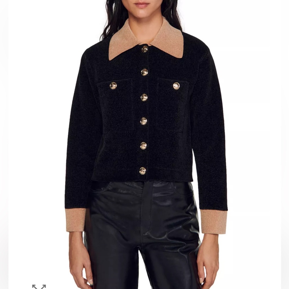 Sandro Velour Knit Cardigan NWT